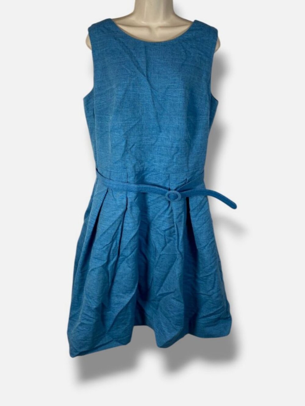 Akris Punto Women's Blue Belted Pleated Silk Mini Dress Size 14